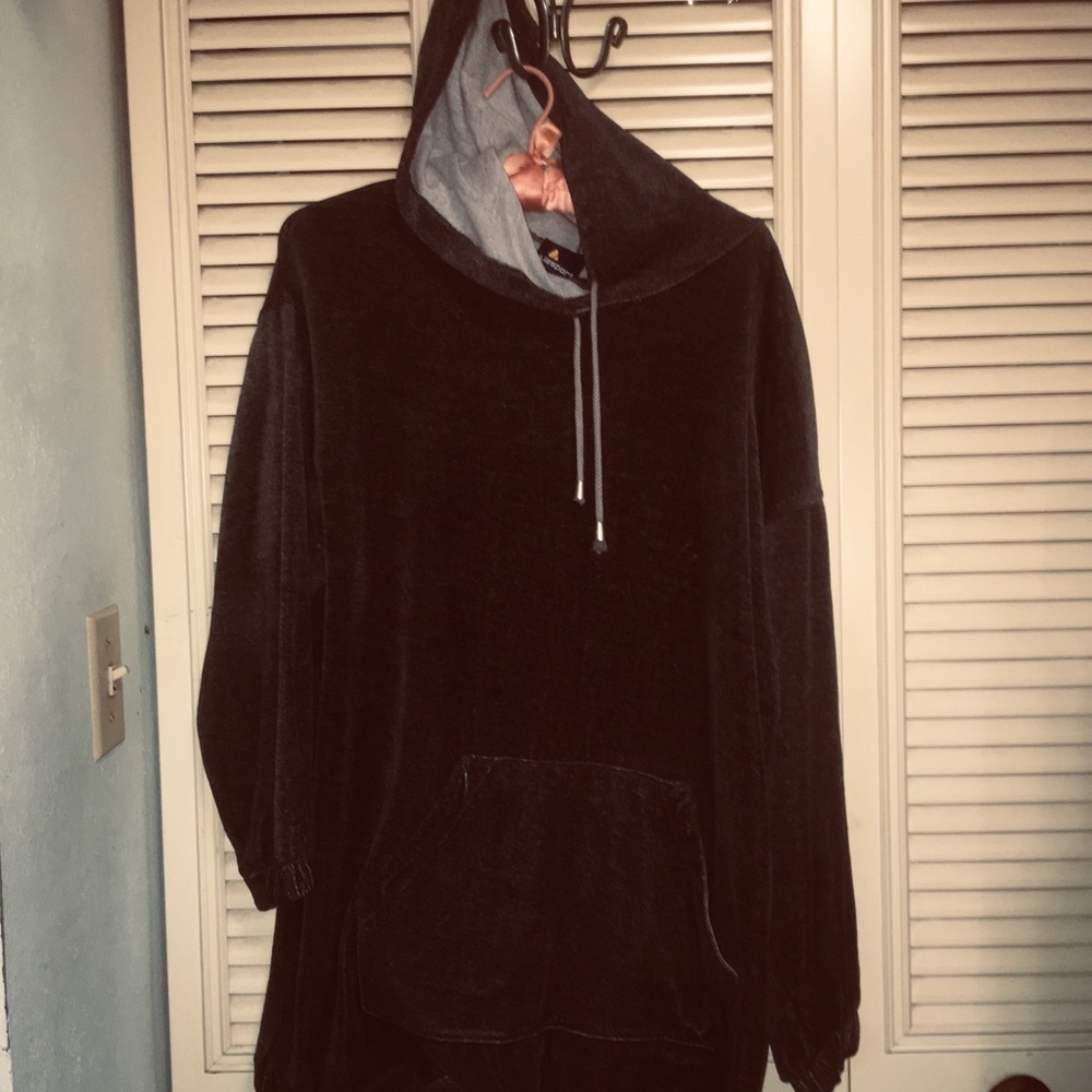 Lizsport gray fleece hoodie M